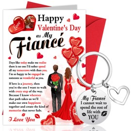 HOWAF Valentines Card for Fiancé, Valentine's Day Card for Fiancé, Valentine Card for Fiancé Valentines Day Card for Him, Valentines Keyring Fiancé Keyring Valentines Gifts for Fiancé