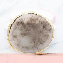 Beautifultracy 2 Pcs Resin Nail Palette Nail Polish Palette Nail Art Palette with Stainless Stirring Rod (Gray and Purple)