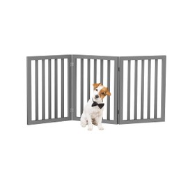 PETMAKER Indoor Pet Gate - 3-Panel Folding Dog Gate for Stairs or Doorways - 54x24-Inch Freestanding Pet Fence for Cats and Dogs (Gray)