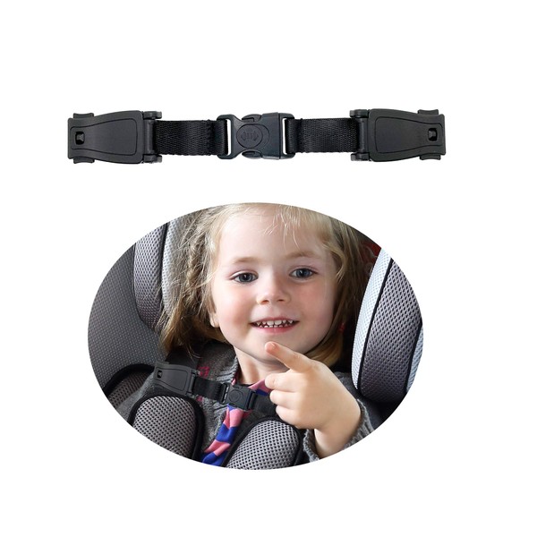 G Ganen Universal Child Chest Harness Clip Anti-Slip Baby Chest Clip Guard Compatible with Seats, Strollers, High Chairs, schoolbags, max. for 1.5 inch Width Harness (Black Set of 1)