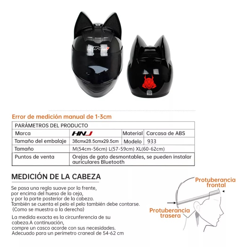 generic Casco De Motocicleta Con Orejas De Gato For Mujer,