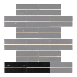 Modket Black Marble Natural Stone Gold Metal Trim Inlay Mosaic Tile Backsplash TDH581 - Sample