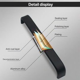 AIWMQYYF 10Pcs Cabinet Handle, Black Cabinet Handle, Hardware Drawer Handle, 128mm Hole Spacing, Aluminum Alloy Wardrobe Handle (Black)