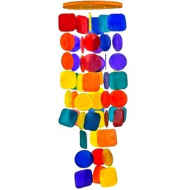 Bellaa 22890 Capiz - Campanilla de Viento, Patio, Arcoiris (Rainbow), 20" Inches