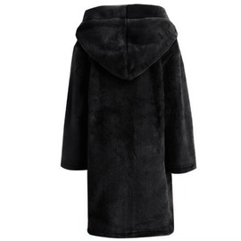 DNggAND Boys Girls Bathrobes,Toddler Boy Girl Robes,Children's Plush Soft Coral Fleece Hooded Pajamas Sleepwear for Kids Black 11-12Y