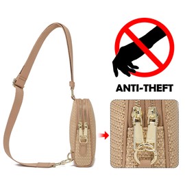 INICAT NICAT Summer Straw Bag Small Sling Beach Bag Crossbody Bags for Women（Woven Khaki）