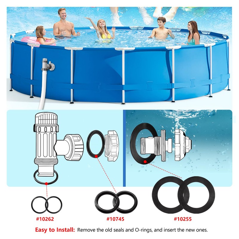 YIXISI Pack of 6 25076RP Pool O-Ring Sealing Rings, Pool