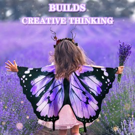 IROLEHOME Monarch Butterfly-Wings for Kids Girls Princess Dress-Up Fairy Costume for Toddler Big Sister Gifts Dance Halloween Party Toy