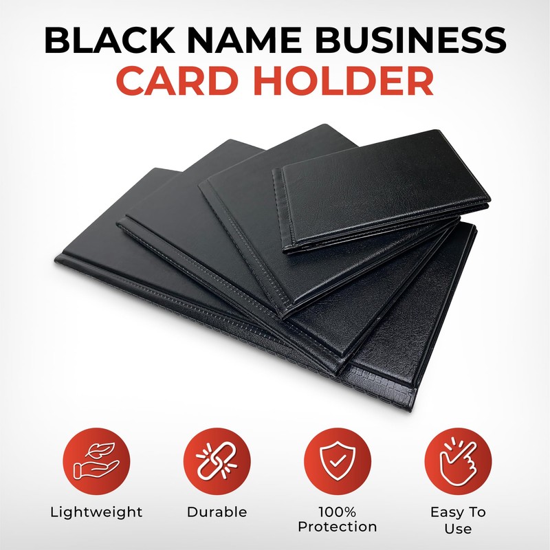 Janrax 60 Pocket Black Name Business Card Holder