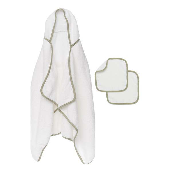 Lalo The Hooded Towel & Washcloth Set, 100% Organic Cotton,
