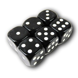 [DRAL] Dice (25mm/Set of 6) Dice 6-Sided (Black)