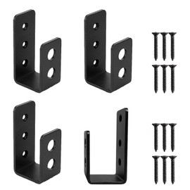 Teadokly 4Pcs Door Barricade Brackets, 2X4 Heavy Duty Door Barricade Brackets, Holder Steel U Bracket, U Shape Bracket for Door Brace, Garage, Barn, Shed, Gate Security, Tool Hanger