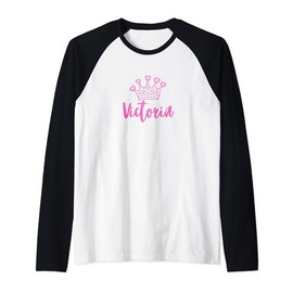 VICTORIA the Queen / Name & Crown for Women Called Victoria Raglan Baseball Tee