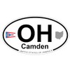 US Decal, Inc. Camden, Ohio Oval Sticker with State Flag