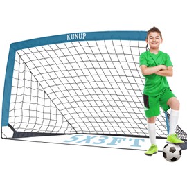 Kids Soccer Goal for Backyard, 5×3, 6×4, 9×5FT Easy Foldable Soccer Practice Net with Portable Carrying Bags for Toddler Youth Adult Soccer Training Equipment Outdoor Sports Game
