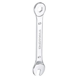 sourcing map Thin Combination Wrench Metric 5mm 6-Point Ended Box 15 Degree Offset Open End CR-V Chrome Plated Steel, Silver