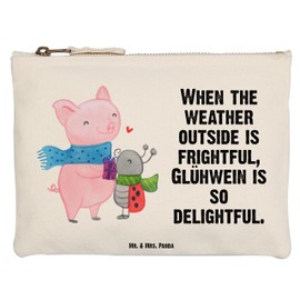 Mr. & Mrs. Panda Schminktasche Glühschwein Smörle Größe M - Geschenk, Weihnachten, Kosmetikbeutel, Etui, Nikolaus, Makeup, Stiftemäppchen,
