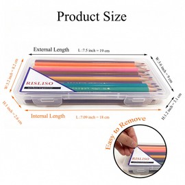 RISLISO Small Hard Plastic Pencil Box With Hinged Lid & Snap Closure, Clear Plastic Case For Pencils, Pens, Drill Bits, Makeup brush,Office Supplies