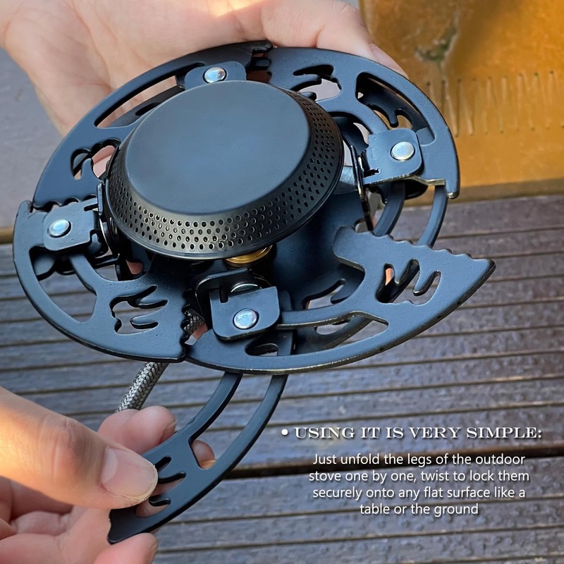 Foldable Camping Stove, Portable Windproof Gas Stove with 3 Gas