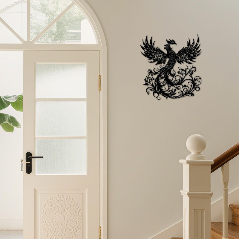 Rajukit Phoenix Wall Art, Wall Decor Metal Phoenix Rising Statue,