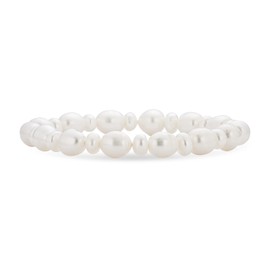 Genuine Stackable Baroque Irregular Shape White Freshwater Cultured Pearl Strand Stretch Bracelet For Women For Teen Adjustable