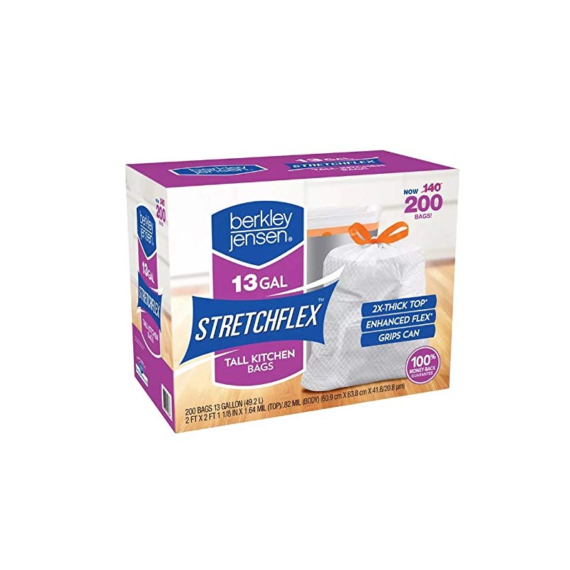 Berkley Jensen 13 Gallon Drawstring Trash Bags, 200 ct.