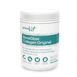 Bonavit BonaGlow - Multi-Source Hydrolyzed Collagen - Powder Extract - 44 Servings - with Vitamin C, Probiotics, and Digestive Enzymes - Sugar-Free and Non-GMO - Paleo-Friendly - Skin, Nails, Hair