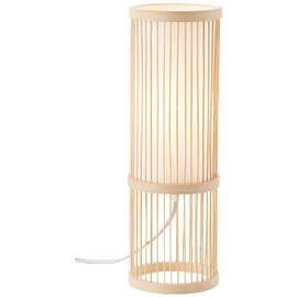 Lightbox Boho Style Table Lamp - 36 cm Height, Diameter 12 cm - Nature Table Lamp with White Fabric Shade & Light Brown Bamboo Grid & Toggle Switch - E27, Max. 40 W - Made of Bamboo/Textile