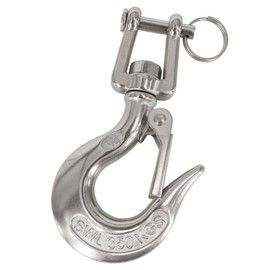 MAMDAFAON 1/4 Inch Chain Hook, 304 Stainless Steel Swivel Slip Hook Heavy Duty Lifting Hooks Clevis Swivel Hook Winch Trailer Safety Hook with Safety Latch (Capacity 350KGS)