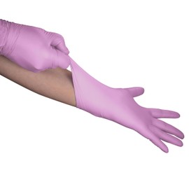 GLOVE WORLD Jeannie Pink Nitrile Disposable Gloves – Medium, 100/Box – Super Stretch, Tear-Resistant, Latex and Powder Free – Ideal for Food Prep, Arts & Crafts, Gardening, Light Tasks