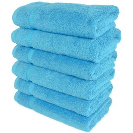 SALBAKOS Genuine Premium Organic Turkish Cotton Hotel and Spa Hand Towels, 700 GSM, 16”x30”, Aqua (Hand Towels - Qty 6, Aqua).