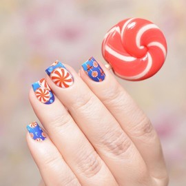 Whats Up Nails - P052 Pepperminty Water Decals Sliders for Christmas Nail Art Design