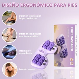 Rodillo Masajeador de Pies, Doble Portátil Relajador de Pies, Masajeador para Acupresión y Reflexología, para Aliviar Fascitis Plantar, Dolor de Talón y Arco, Ideal para Hogar u Oficina (Morado)