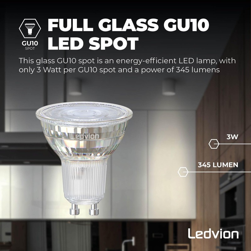 Ledvion Dimmable GU10 LED Spotlights, 5 W, 2700 K, 354