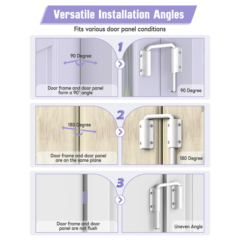 Anobeyi Multi-Angle Sliding Door Loop Lock, 90/180 Degree Aluminum Alloy