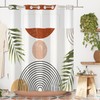 Yanutan No Hook Shower Curtain,Boho Leaves Double-Layered Shower Curtain with