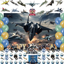 Fighter Jet Pilot Birthday Party Decorations,Airplane Party Supplies,Military Jet Party Set Airplane Party Decorations for Pilot Birthday Aviation Supplies