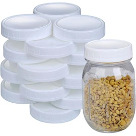 2 Dozen Regular Mouth Lids Mason Jar Lids Plastic Storage Caps for Mason Canning Jars and More, Standard, Dia 70mm, White