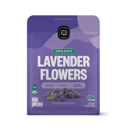 FGO Organic Dried Lavender Flowers, Extra Grade Dried Buds, Imported From France for Culinary or Sachet Bags, 16oz Bulk, Packaging May Vary (Pack of 1)