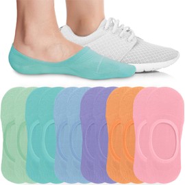 Eedor Womens No Show Socks - Non Slip Invisible Liner - Low Cut Ankle Socks - Casual & Formal Wear - Soft & Stretchable, 6 Pairs (12 Socks)_sunset Pastel, 7-8