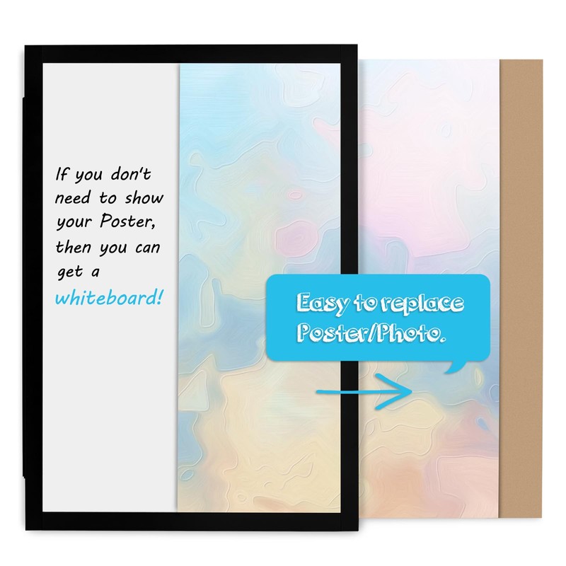 YCCYYCCY Black Frame Enclosed Whiteboard with Wooden Frame, Approx.16x11in Poster