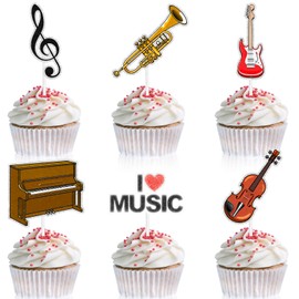 18-Piece Music-Themed Happy Birthday Cupcake Toppers Set for Kids - This is an exquisite music theme party, boys and girls birthday party, baby shower party. I love music decoration supplies-LIANGSS