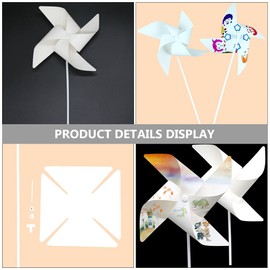 TOYANDONA 24pcs Make Your Own Windmill Kits DIY Painting Crafting Spinner Pinwheel Blank Pinwheel Toy for School Work Home Crafting
