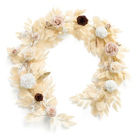 Ling's Moment 5FT Artificial Flower Garland Fake Rose Eucalyptus Garland Arch Flowers Vine for Wedding Party Backdrop Home Table Centerpieces Decorations