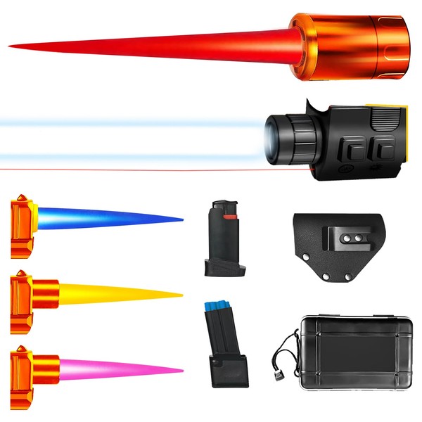 MHXCV - Encendedor de pistola recargable, novedoso encendedor de pistola, antorcha de butano, ajustable, potente llama, 4 colores, divertido encendedor a prueba de viento para velas, parrillas,