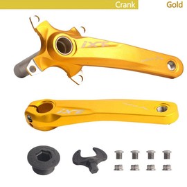 64/104BCD IXF MTB Bicycle Crank 170mm Hollowtech Crank Aluminum Fit 8/9/10/11S Chain BB for Single/Double/Triple chainring Cycling Parts - Color: Gold
