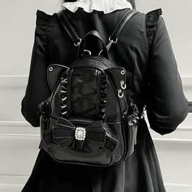 ZYOOFOV Women's Mine-Based Backpack, Bowknot with Cat Ears, Mini Ruffle Backpack, Girl, Cute, Gal Style, Gothic Lolita, Girl, Princesses, Mass Production, Light Blue System, Angel Neighborhood,