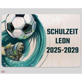 Wooden Box - School Time Memory Box Boys Football | First Day of School Gift - 30 x 20 x 14 - Wooden - for Box 1st School Year of School Gift Box First Day of School Gift Box First Day of School Box