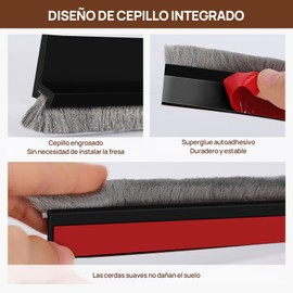 JOALGFDA 2 Pack Guardapolvo y Protector para Puerta, Diseño Integrado con Cepillo, Tope de Corrientes de Aire para Aislamiento de Aire Frío o Caliente,3cm(AN) 100cm(L) (Negro)