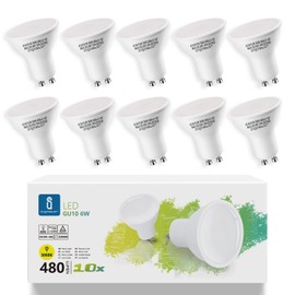 Aigostar GU10 LED Bulbs 6W, Warm White 3000K 480 Lumen, 10 Pcs/Box, 68W Incandescent Bulb Equivalent100 Beam Angle, Non-dimmable,Flicker Free